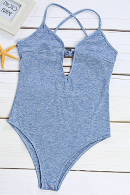 Sexy Spaghetti Strap Hollow Out Backless Women Swimsuit