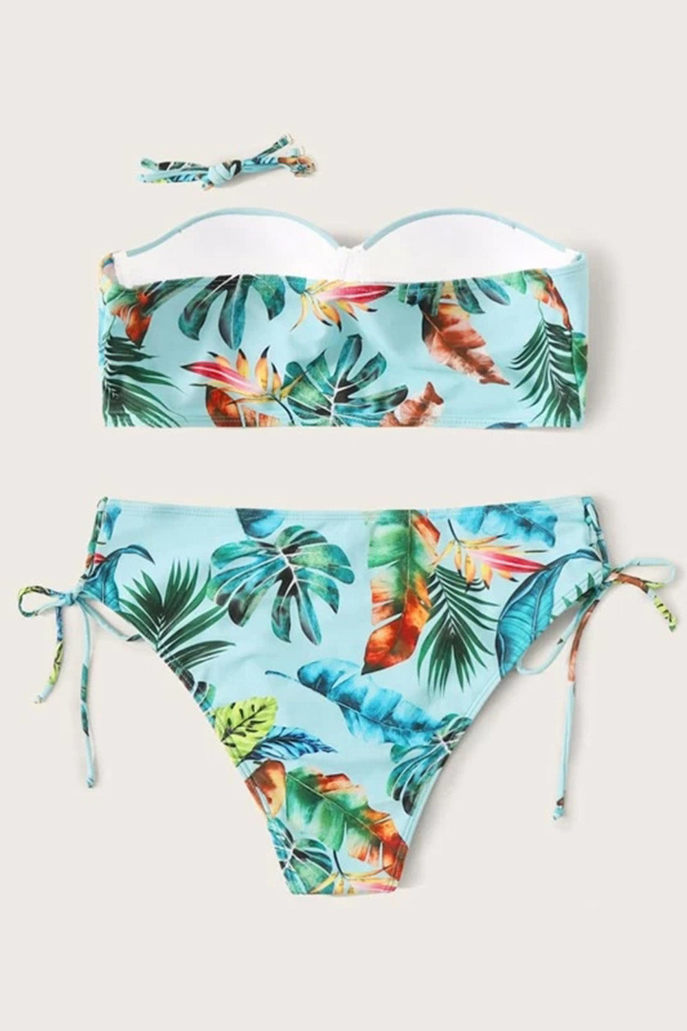Tropical Bandeau Tie Side Bikini Swimsuit