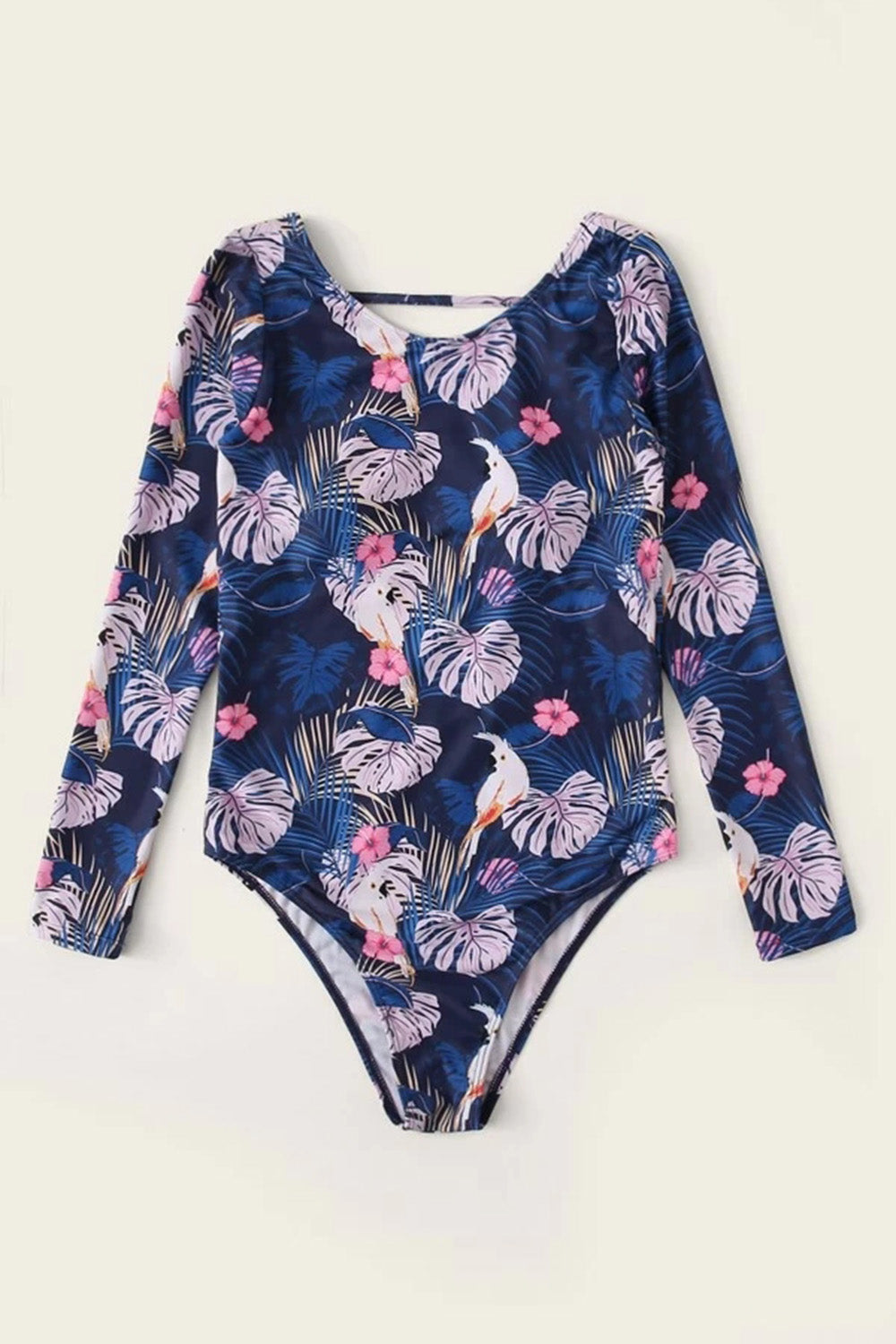 Tropical Long Sleeve One Piece Swimsuit
