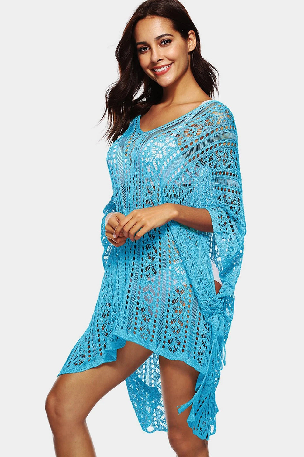 Open Knit Side Slit Cover-up