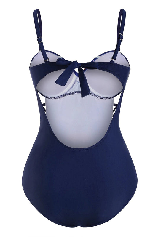 Lattice Flamingo Twist Front One-piece Swimsuit