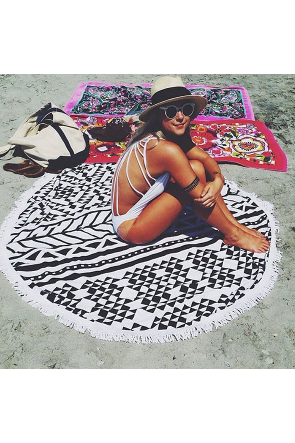 Geometry Tassel Giant Beach Towel Picnic Camping Mat