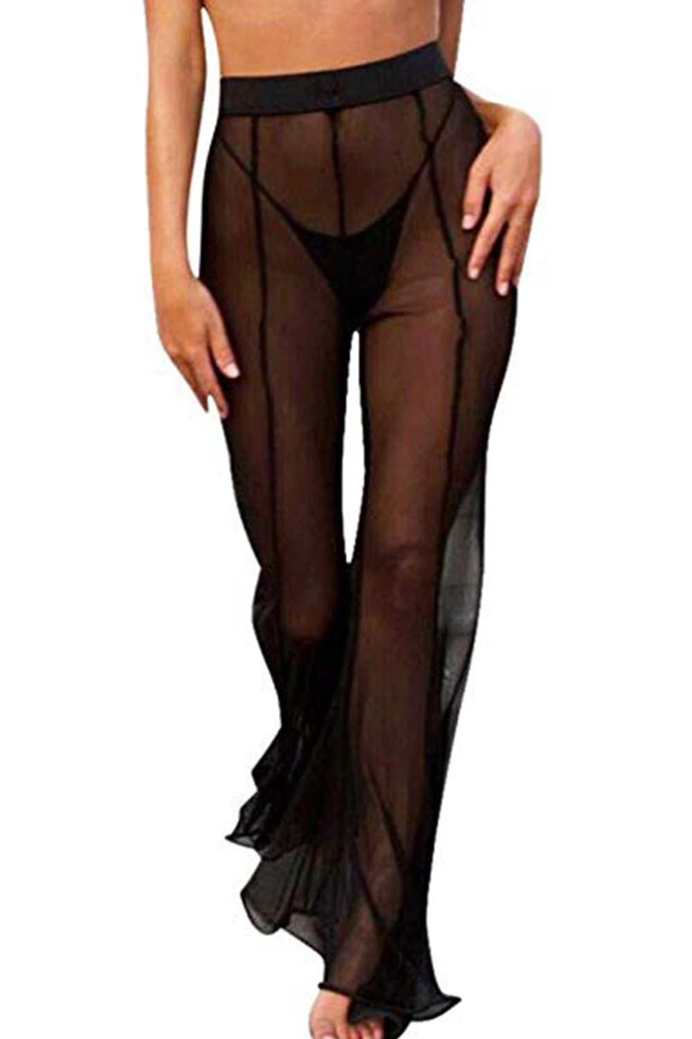 Mesh Swimsuit Cover Up Pant for Women See Through Bikini Bathing Suit Sheer Coverup Sexy Beach Swimwear