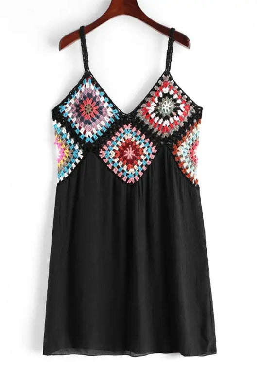 Colorful Crochet Panel Beach Dress