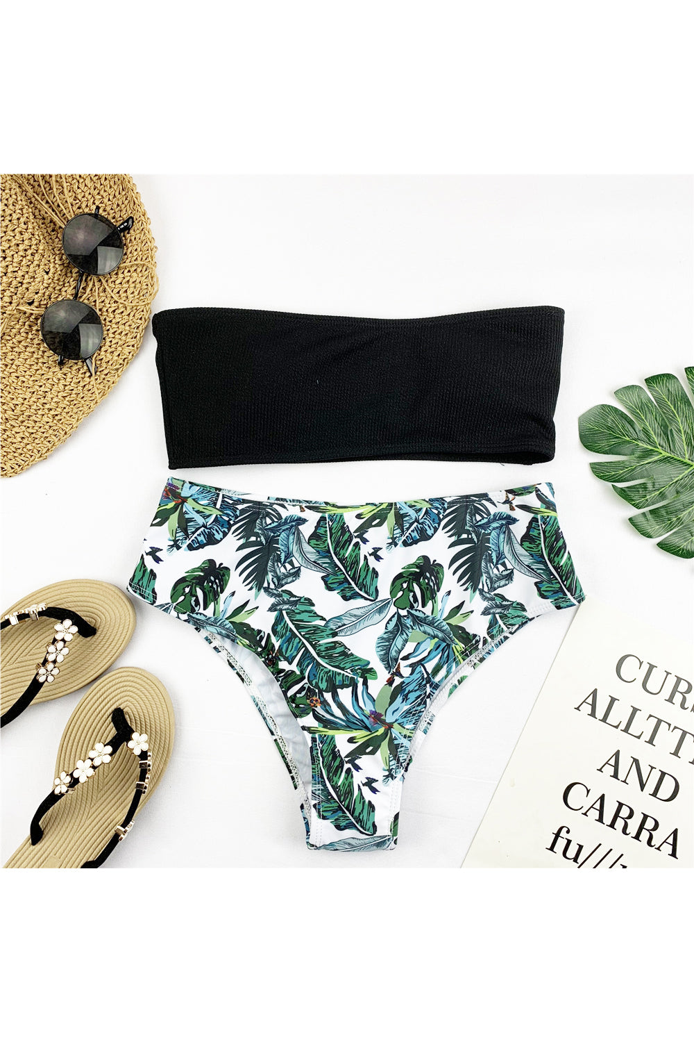 Sexy Bandeau Bikini Set Women Floral Print Swimwear