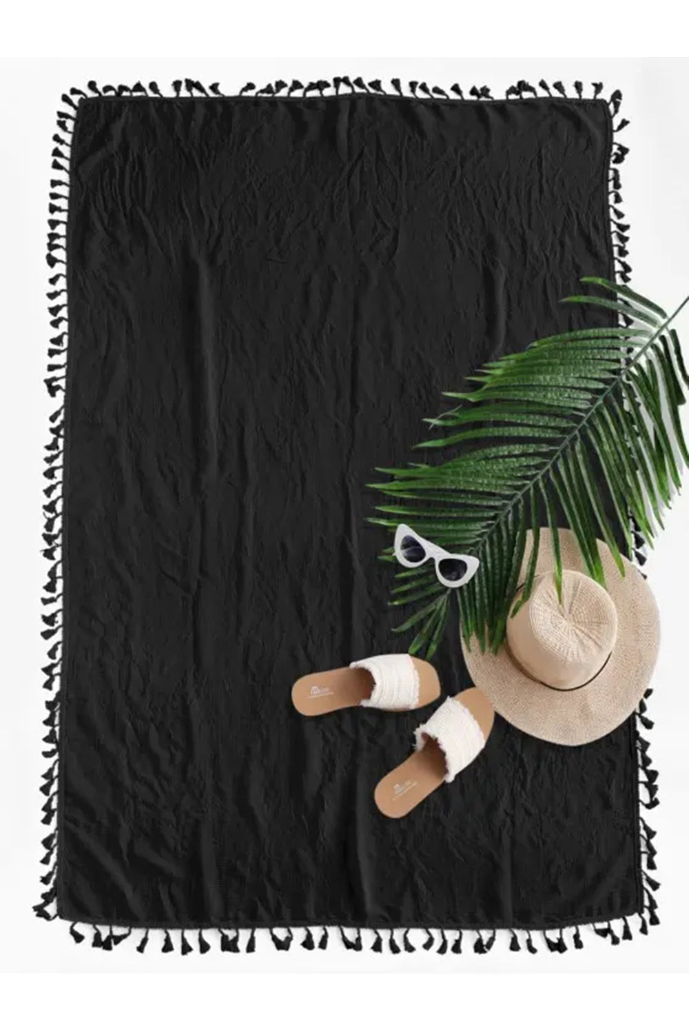 Semi-sheer Rectangle Tassel Sunbath Beach Throw Cover