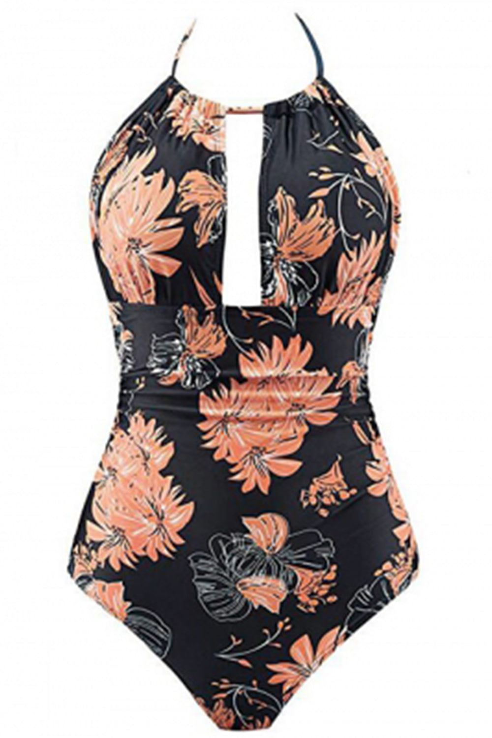 Halter Flower Backless One-Piece Swimsuit