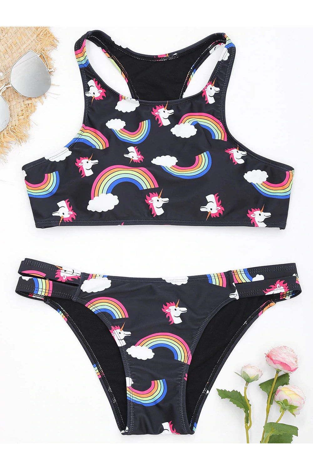 Unicorn Rainbow Cropped Bikini Set
