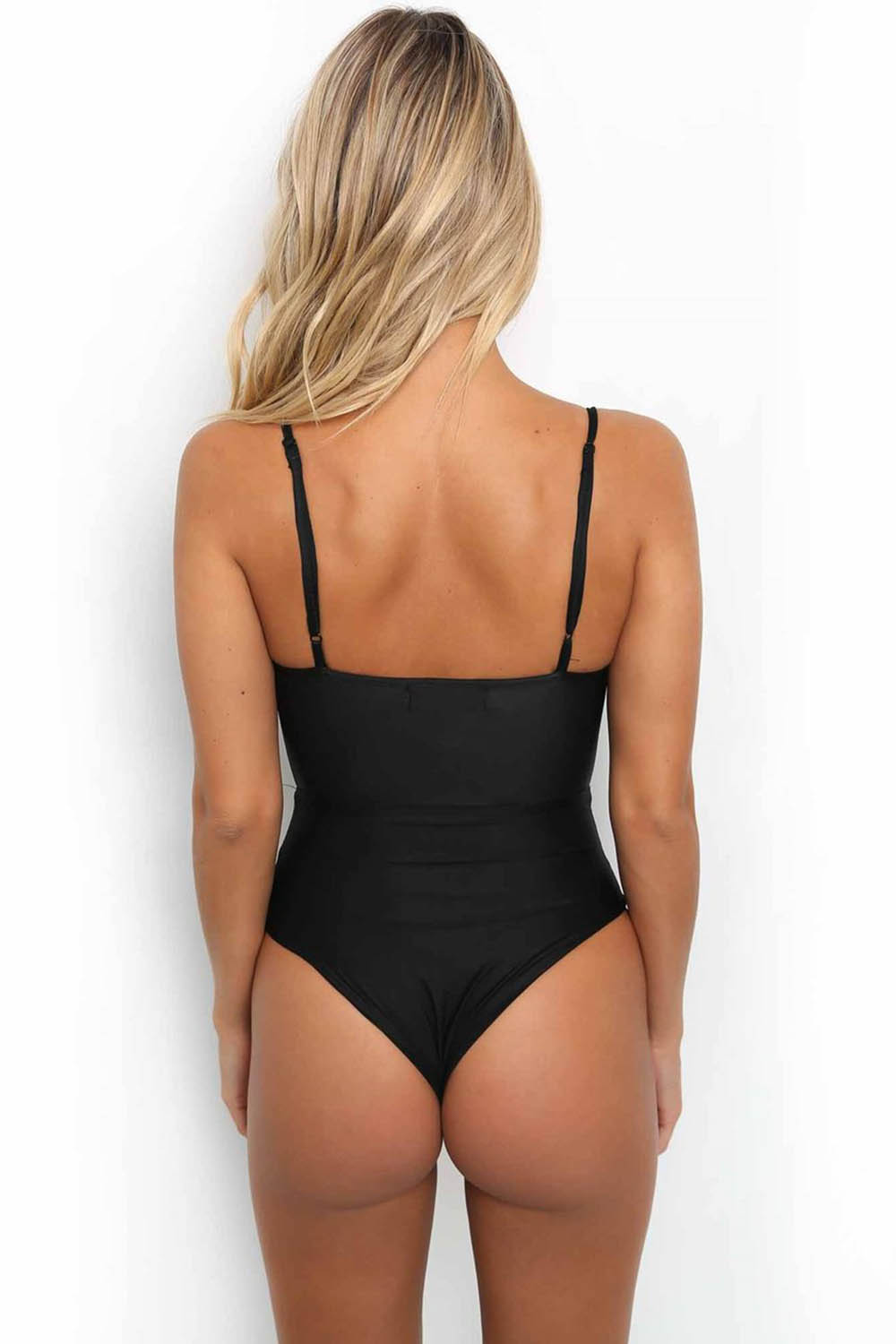Solid sexy triangle one piece swimsuit