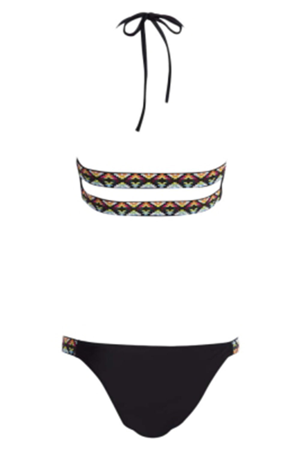 Sexy Halter Neck Padded Print Low Waist Women Bikini Set