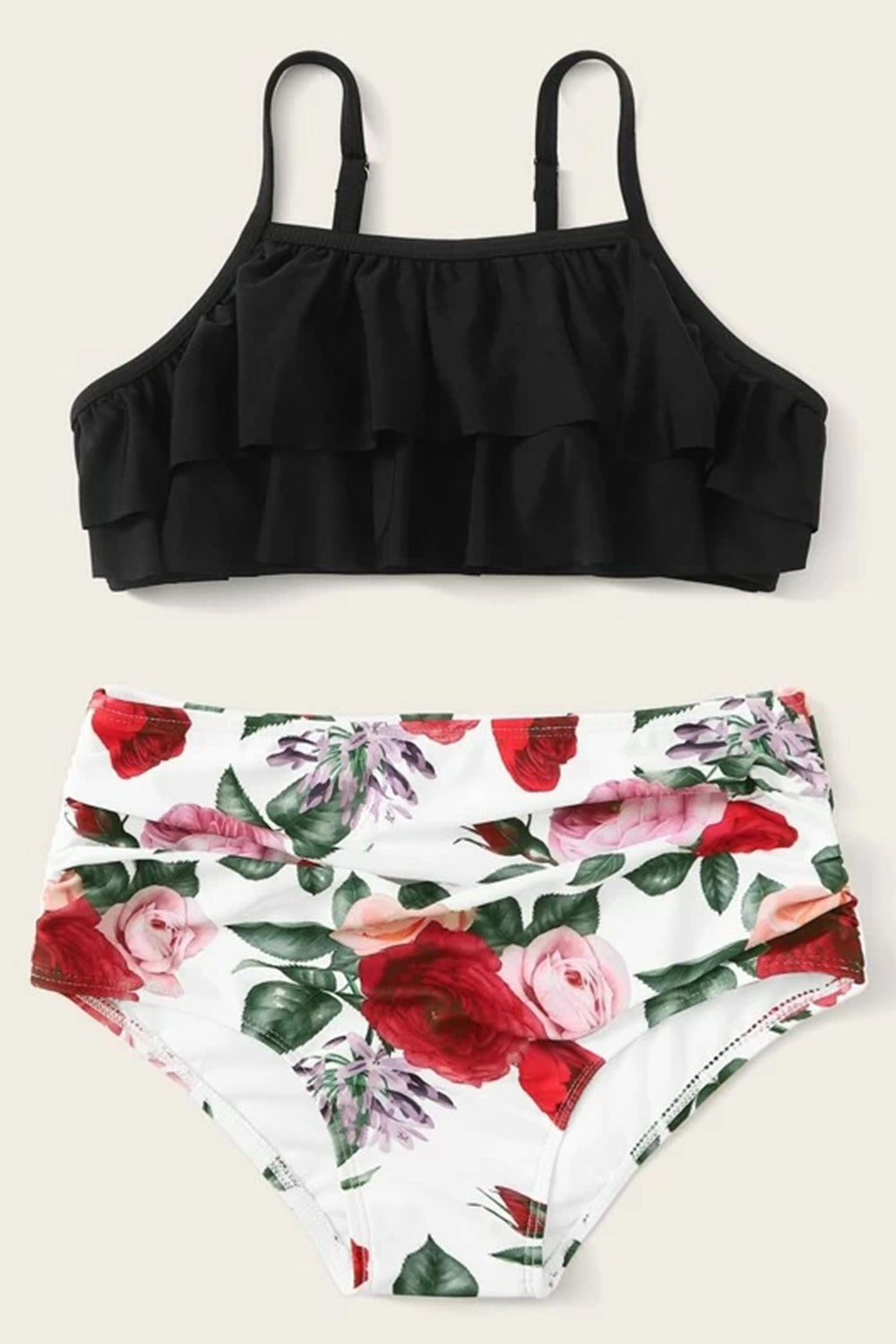 Girls Floral Tiered Layer Bikini Set