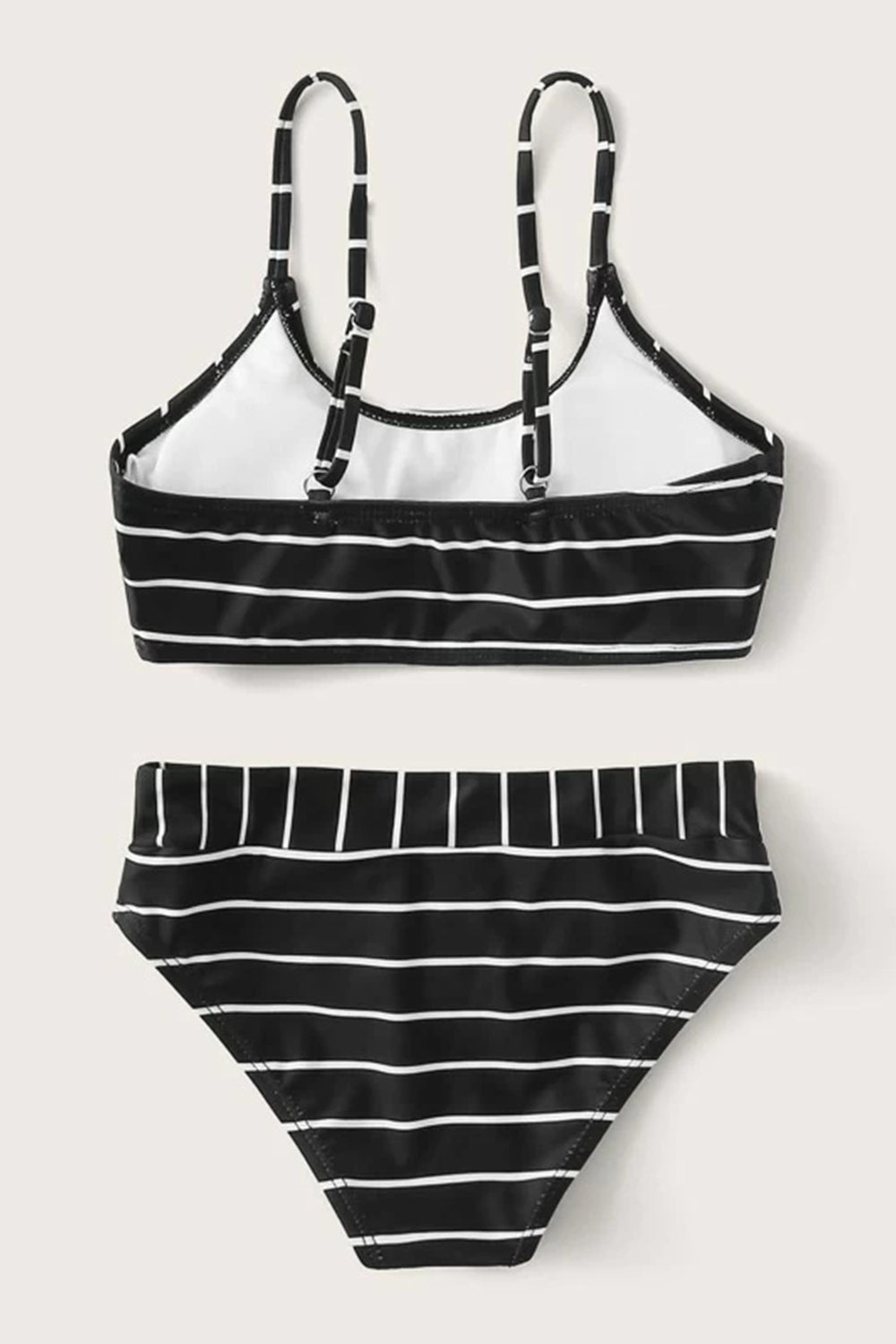 Girls Contrast Striped Bikini Set