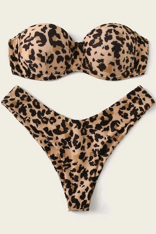 Leopard Underwire High Cut Bikini Swimsuit