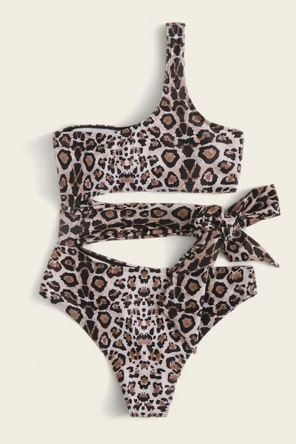 Leopard Tie Front One Piece Swimsuit