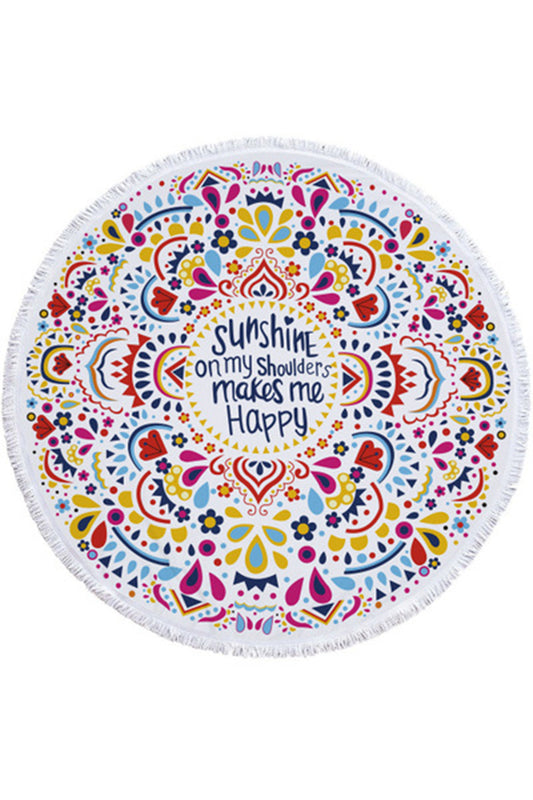 Sunshine Beach Blanket Picnic Camping Mat Round Sandbeach Towel