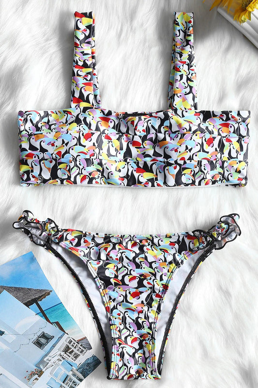 Penguin Print Bralette Bikini Set