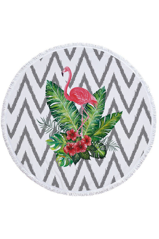 Hot Tropical Flamingo Round Beach Cover Up Beach Mat Towel Shawl Yoga Mat Summer Sarong Cloak Camping Mat
