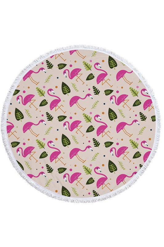 Hot Tropical Flamingo Round Beach Cover Up Beach Mat Towel Shawl Yoga Mat Summer Sarong Cloak Camping Mat