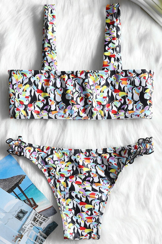 Penguin Print Bralette Bikini Set