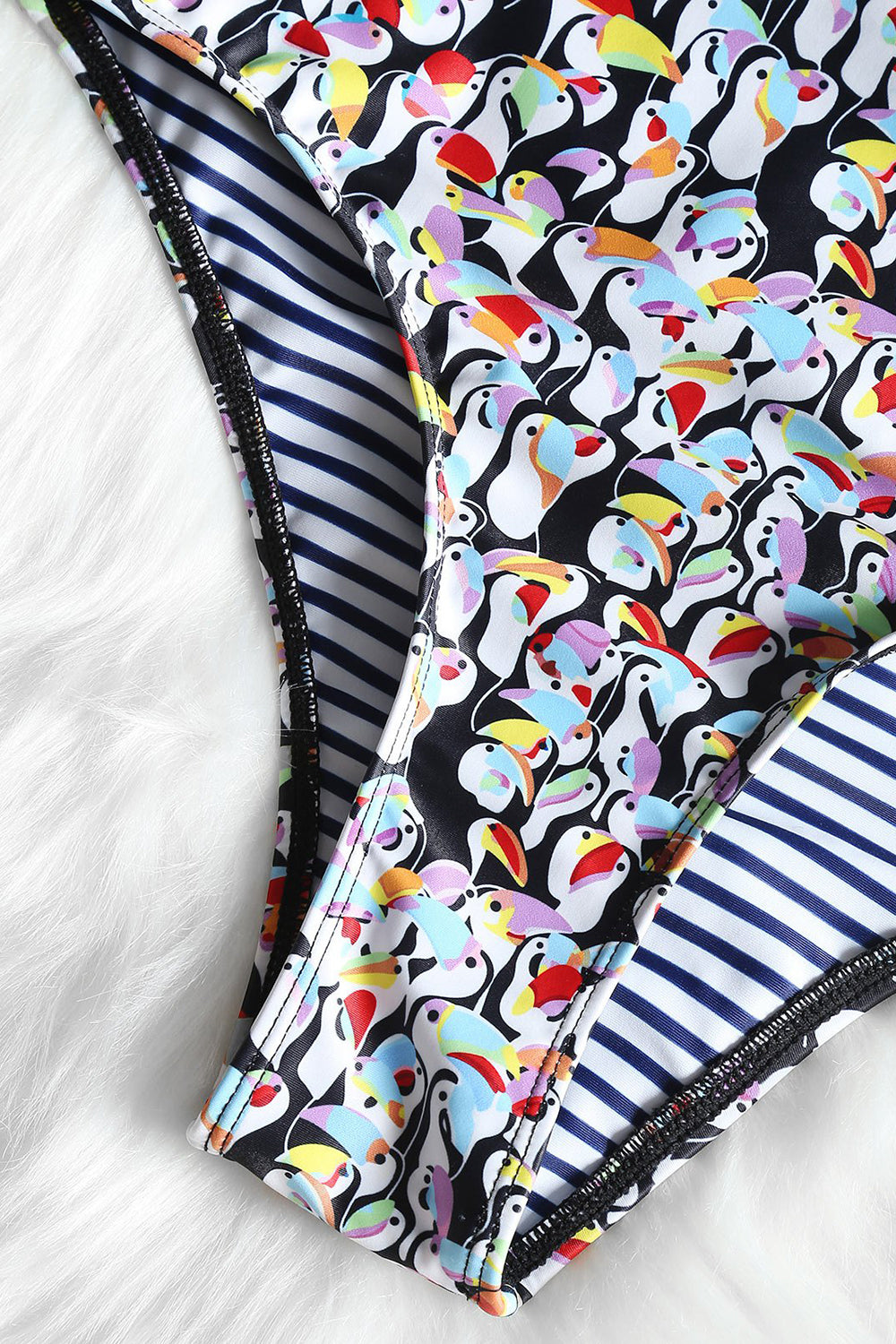Penguin Print Deep V One-piece Swimsuit