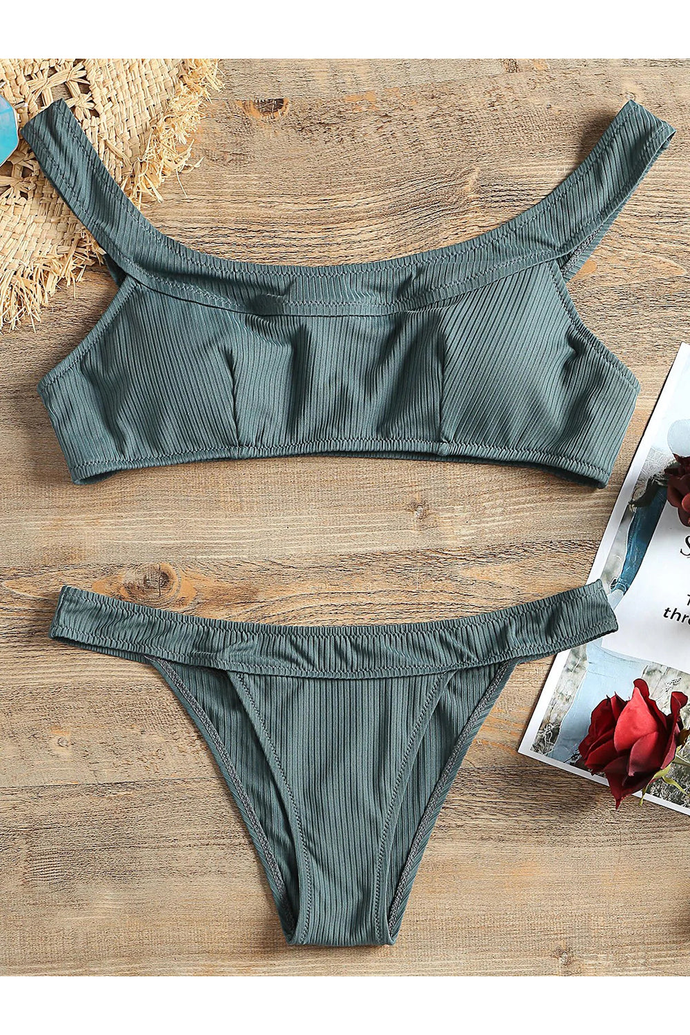 Ribbed Wireless Bikini Set