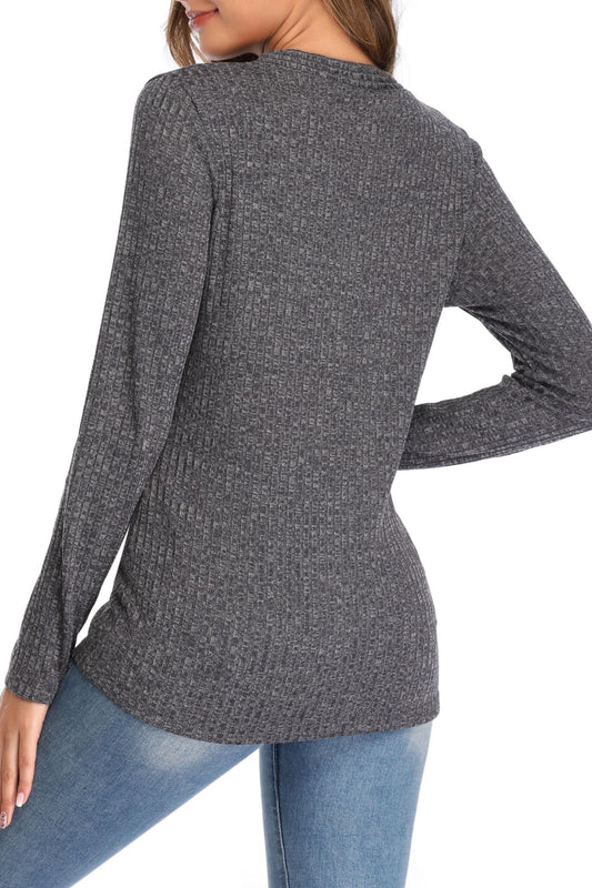 Women V-neck button long-sleeved Slim Knitted Sweater Pullover