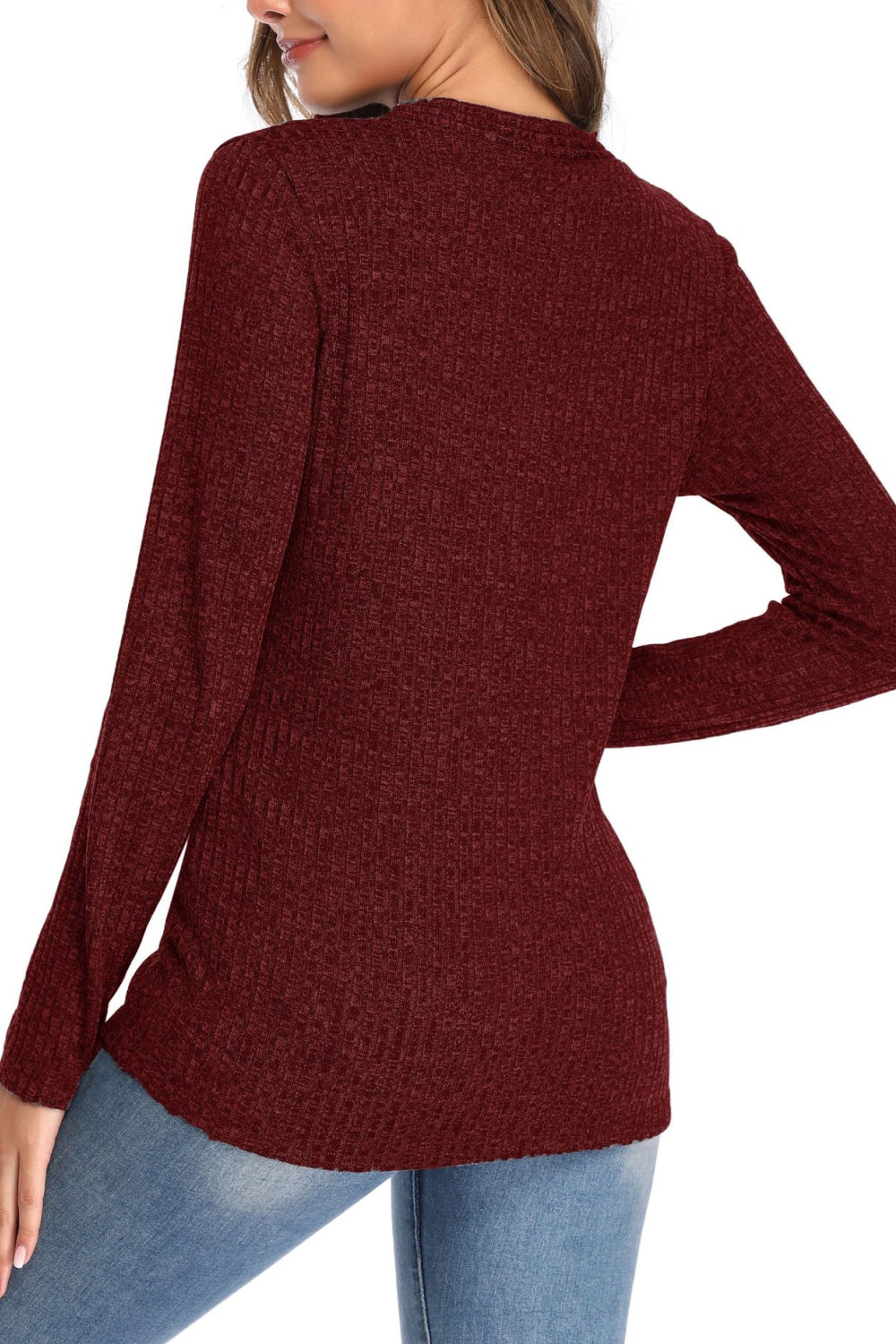 Women V-neck button long-sleeved Slim Knitted Sweater Pullover