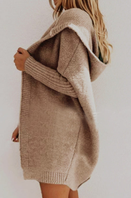 WOMEN LAPEL SOLID KNIT CHIC SWEATER COAT