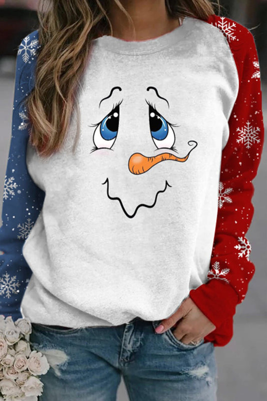 Christmas Cute Snowman Print Casual Sweatshirt