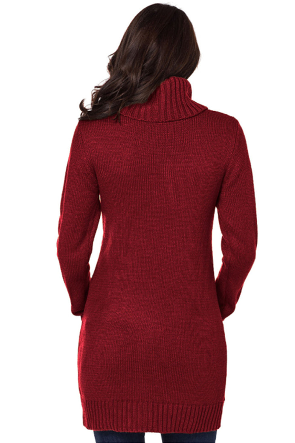 Women Turtleneck Long Sleeve Knit Pullover Sweaters Dress