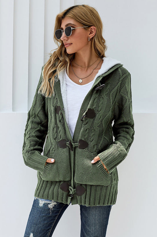 Womens Front Button Hooded Pocket Sweater Outwear Cardigan