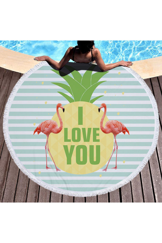 Hot Tropical Flamingo Round Beach Cover Up Beach Mat Towel Shawl Yoga Mat Summer Sarong Cloak Camping Mat