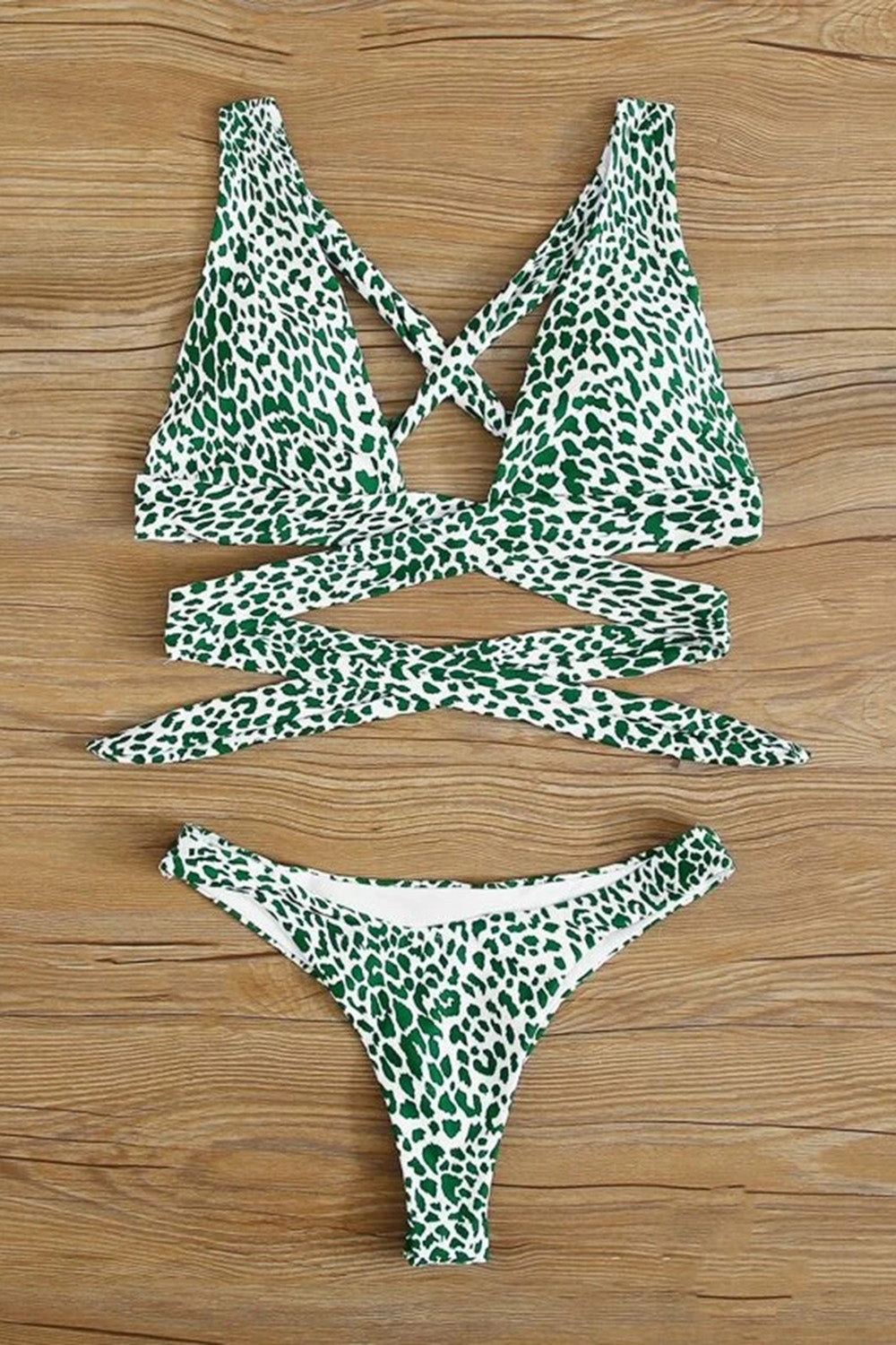 Dalmatian Criss-cross High Cut Bikini Swimsuit
