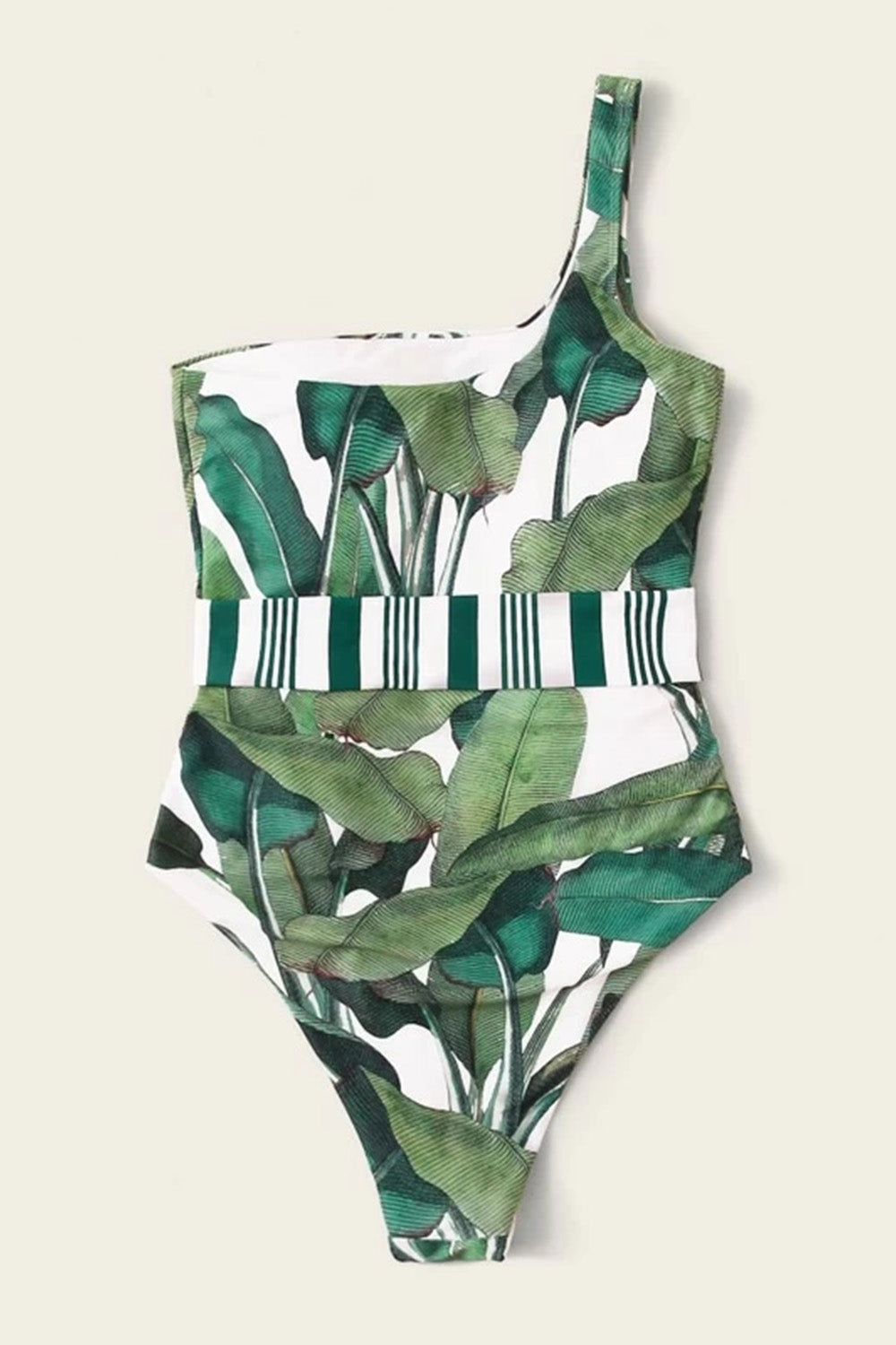Tropical One Shoulder One Piece Swimsuit