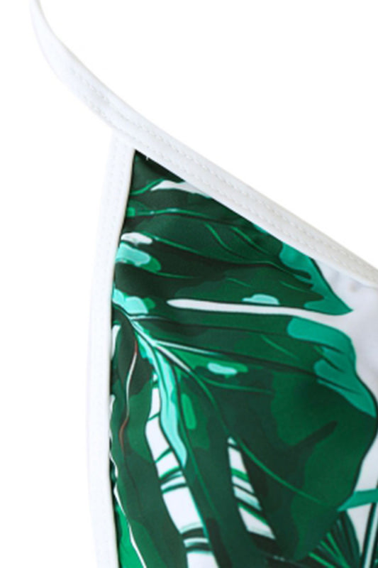 High Waist Tropical Leaf Print Bikini Set