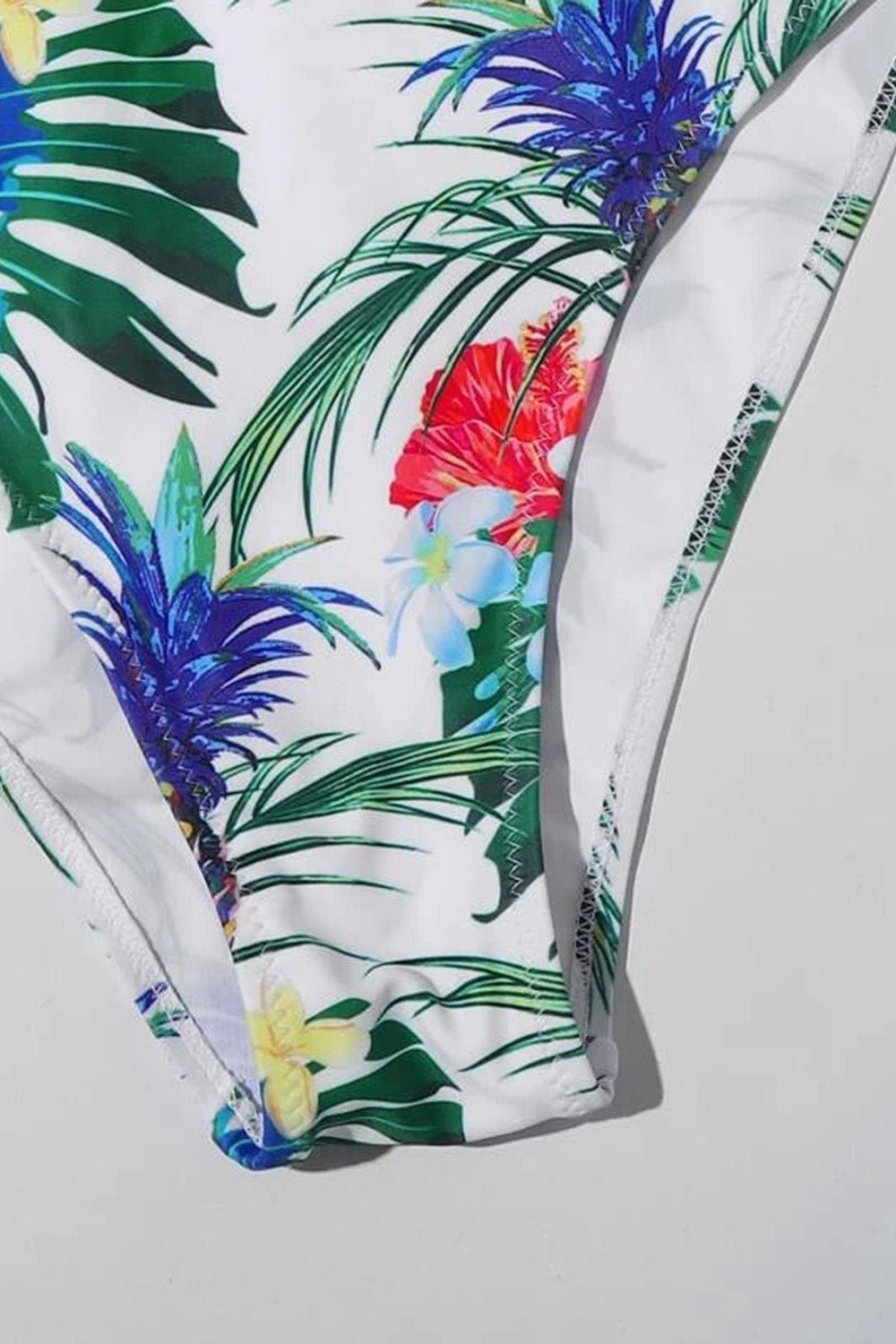 Tropical Random Print Twist Detail One Piece Swimsuit