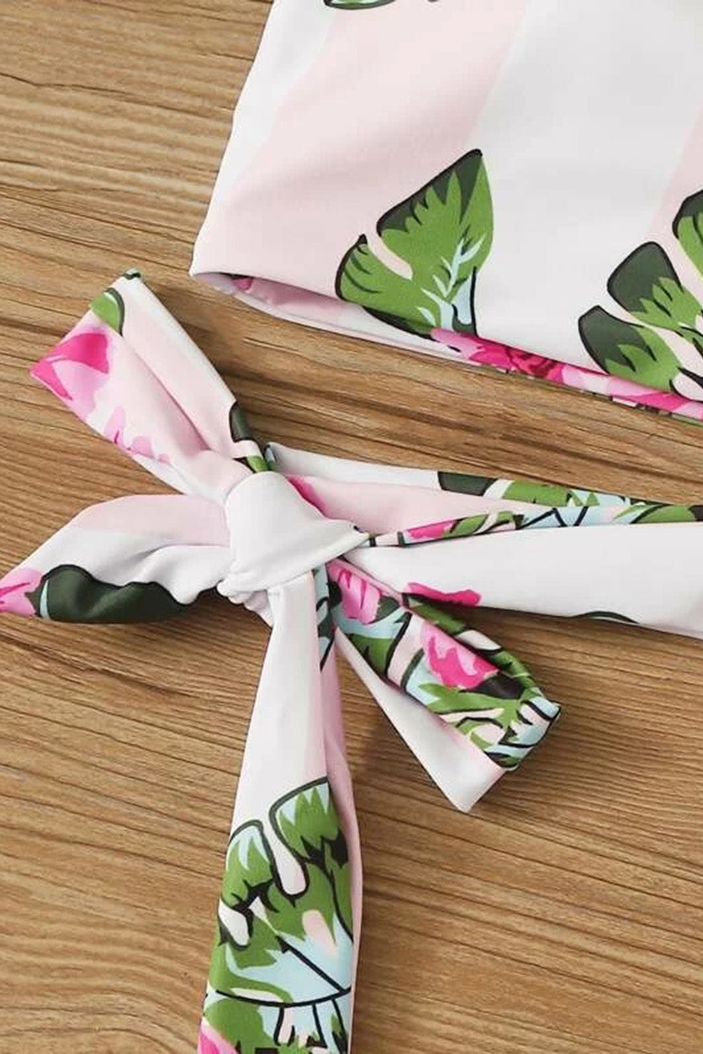Tropical & Floral One Shoulder Tie Side Bikini Swimsuit