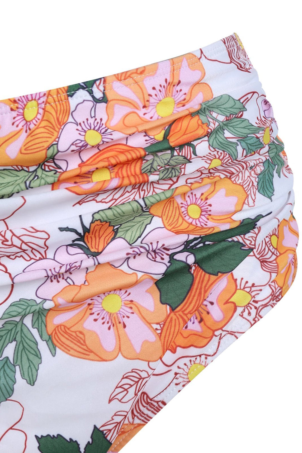 Low Cut Floral Print Scalloped Tankini Swimwear