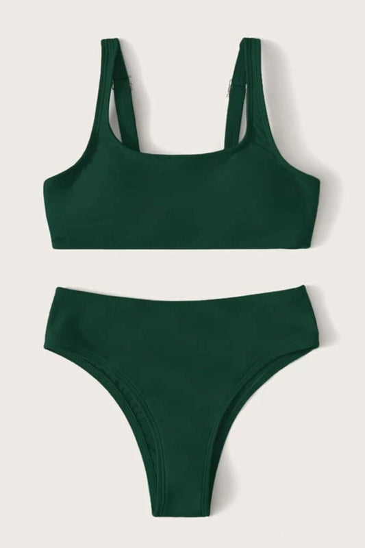 Girls Plain Adjustable Strap Bikini Set