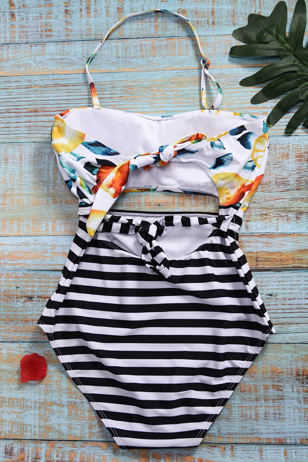 Iyasson Summer Lemon Stripe Ties Swimwear