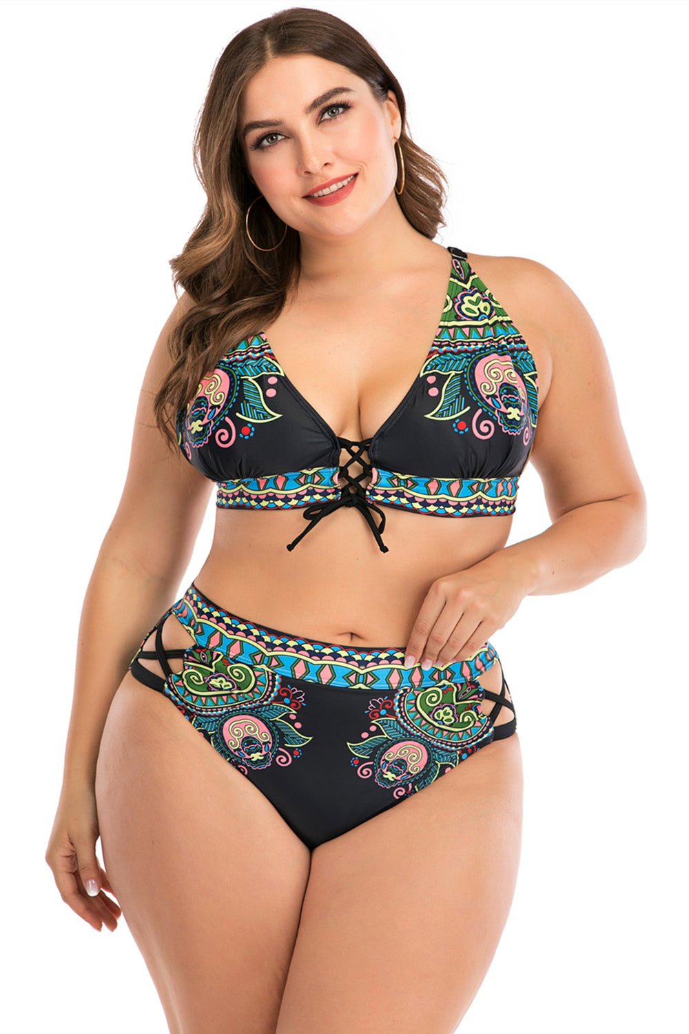 Plus Size Boho Bandage Bikini Set