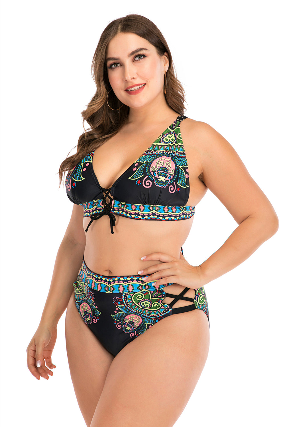 Plus Size Boho Bandage Bikini Set