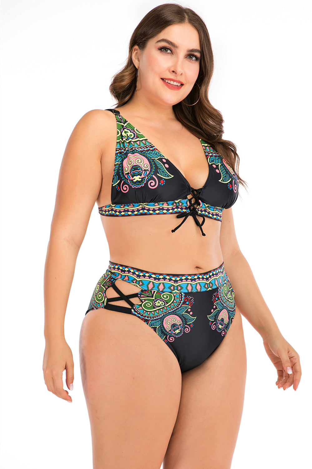 Plus Size Boho Bandage Bikini Set