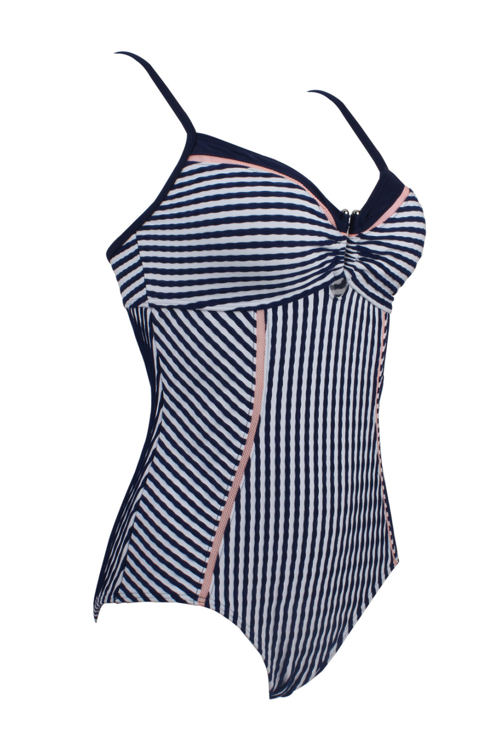 Sexy Plus Size Triangle Halter Stripe One-piece Swimsuit