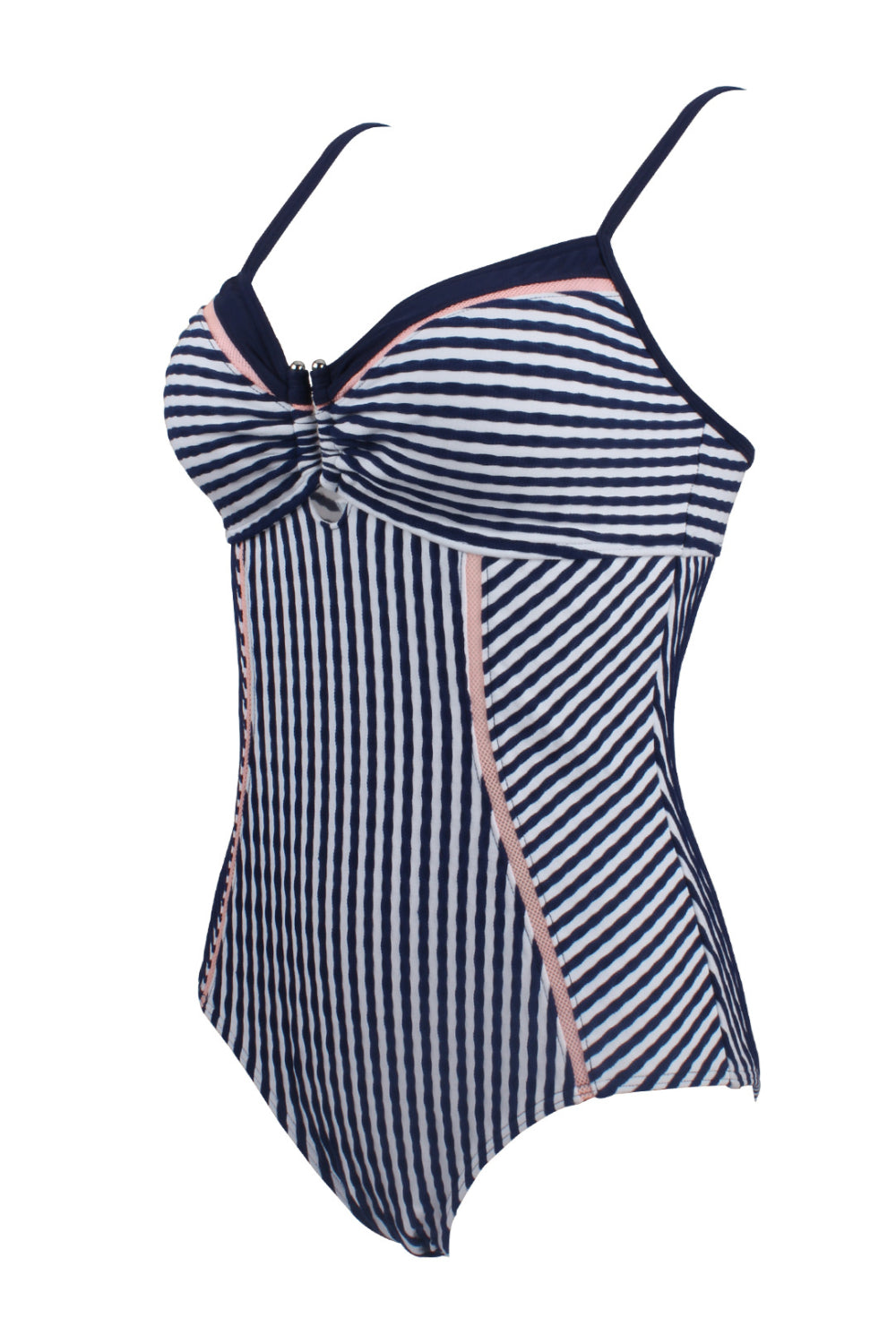 Sexy Plus Size Triangle Halter Stripe One-piece Swimsuit