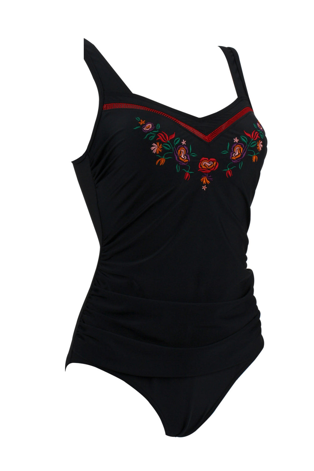 Embroidered V-neck Tummy Control Sexy Halter Triangle Swimsuit