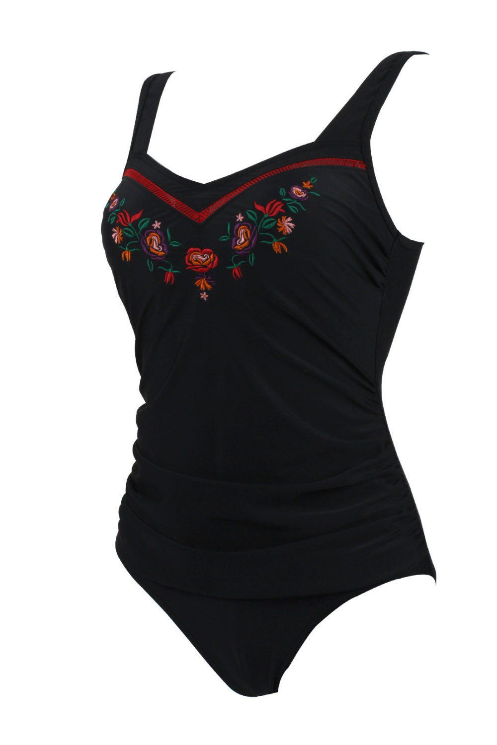 Embroidered V-neck Tummy Control Sexy Halter Triangle Swimsuit