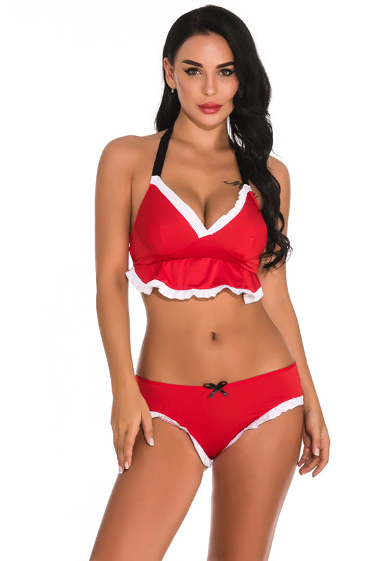 Women Sexy Red Christmas Santa Lingerie Bikini Costume