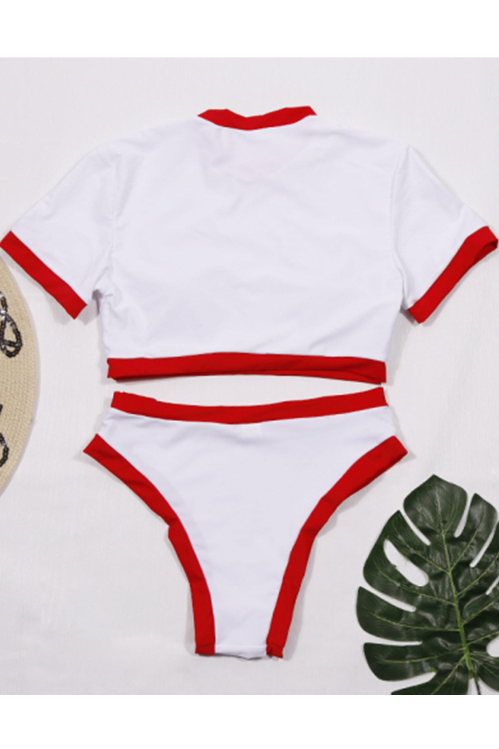 GIRL'S SOLID COLOR TWO PIECE SPORT SWIMSUIT