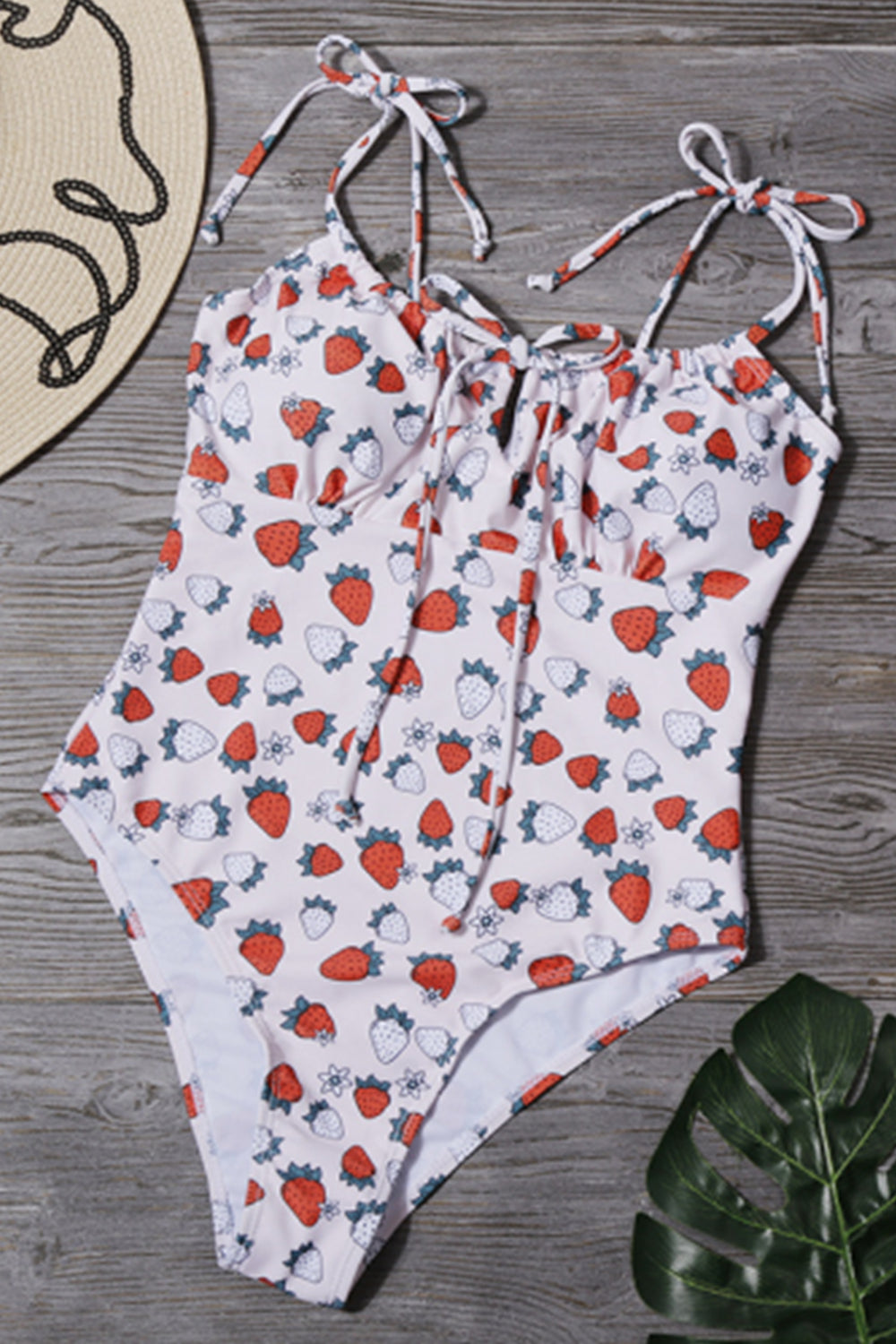 GRILS STRAWBERRY PRINT PUSH UP ONE PIECE SWIMSUIT